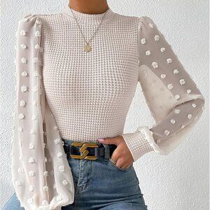 New Swiss dot long sleeve top
